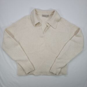 Everlane Women's Cream V-Neck Sweater Small